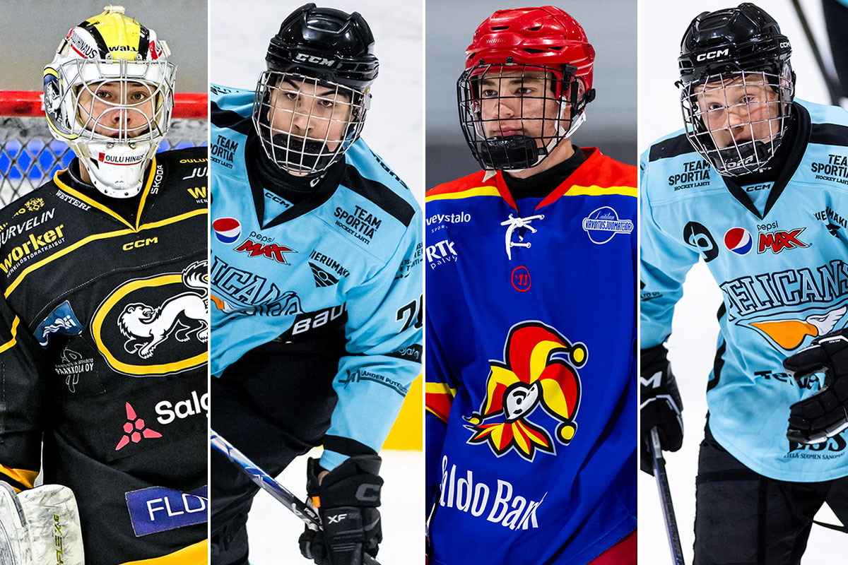 U18 SM-alkusarjan tilastokärkiä: Niilo Hinno (vas.), Romeo Mikkonen, Ferenc Karsai ja Joakim Torvinen.