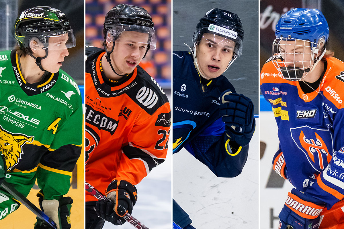 Valmiina välieriin: Iivari Heikkinen (vas.), Veikka Fagerström, Tuomas Suoniemi ja Vilho Vanhatalo.