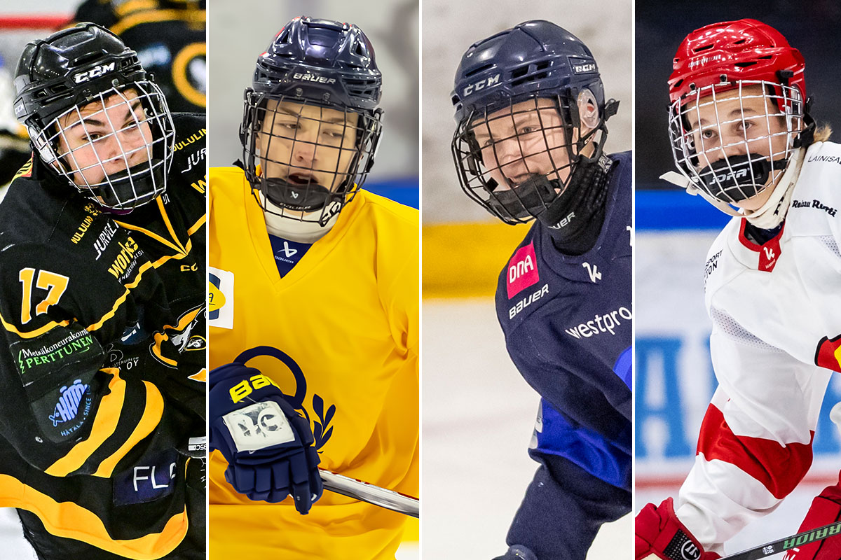 Playoffs-moodissa kohti välieriä: Eemil Pitkänen (vas.), Jonas Schwarz, Juuso Fredrikson ja Vito Agarth.