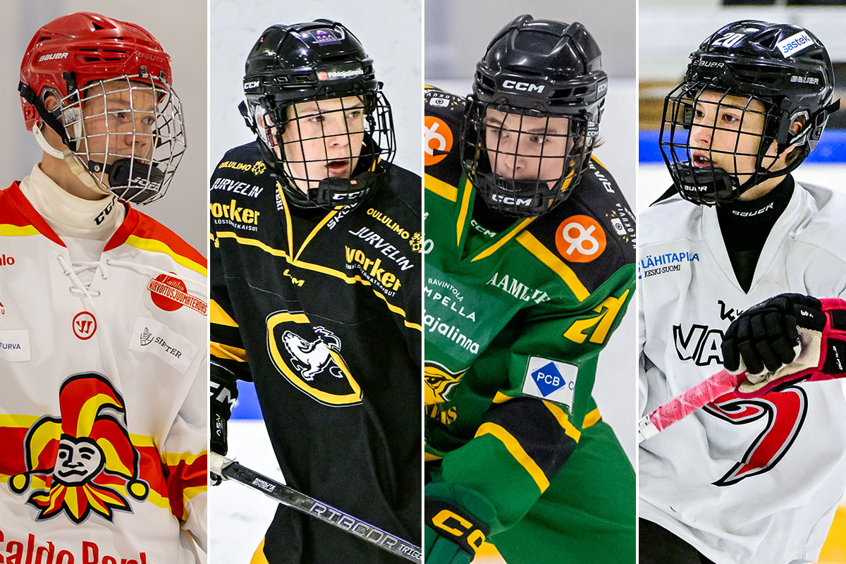 Finaalipaikkaa tavoittelemassa: Matias Lämsä (vas.), Vili Viitala, Urho Kuukka ja Wäinö Tuomaala.