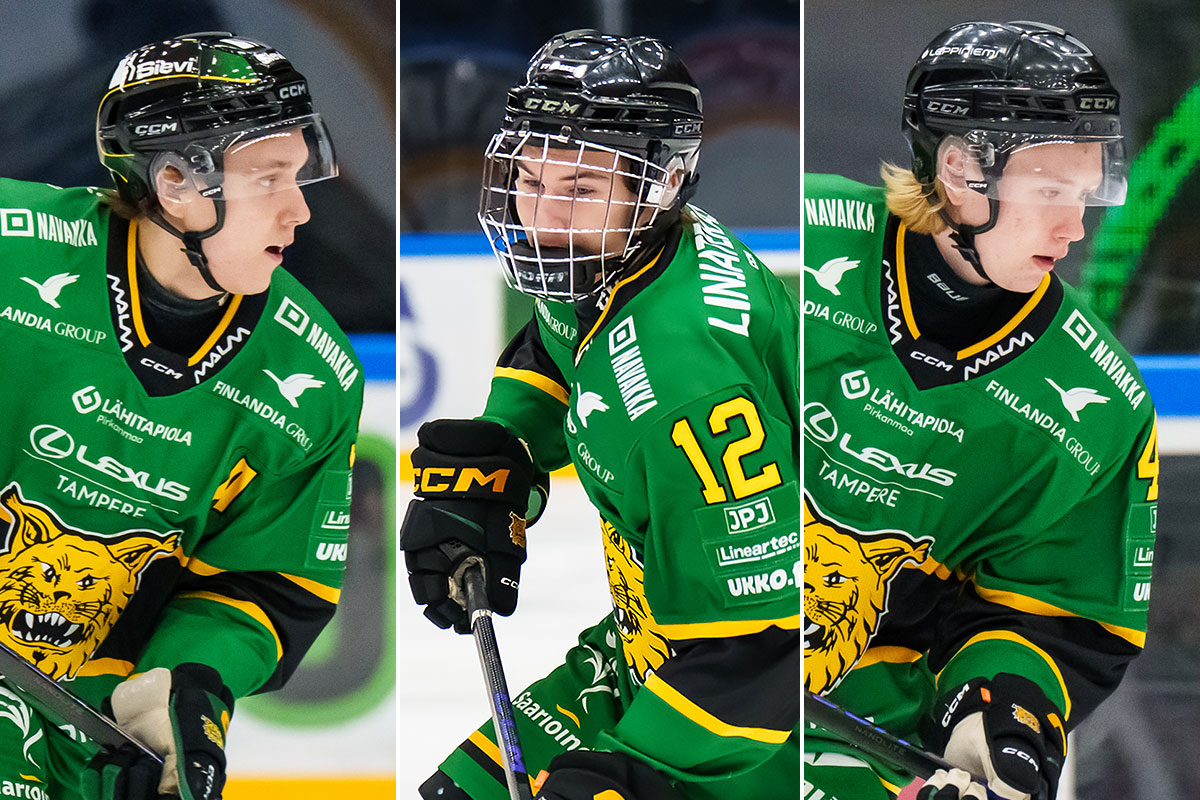 Ilveksen tehoketju Iivari Heikkinen – Jiko Laitinen – Jalmari Melanen takoi Kärppiä vastaan yhteispisteet 6+10. (Kuvat: Mika Kylmäniemi)