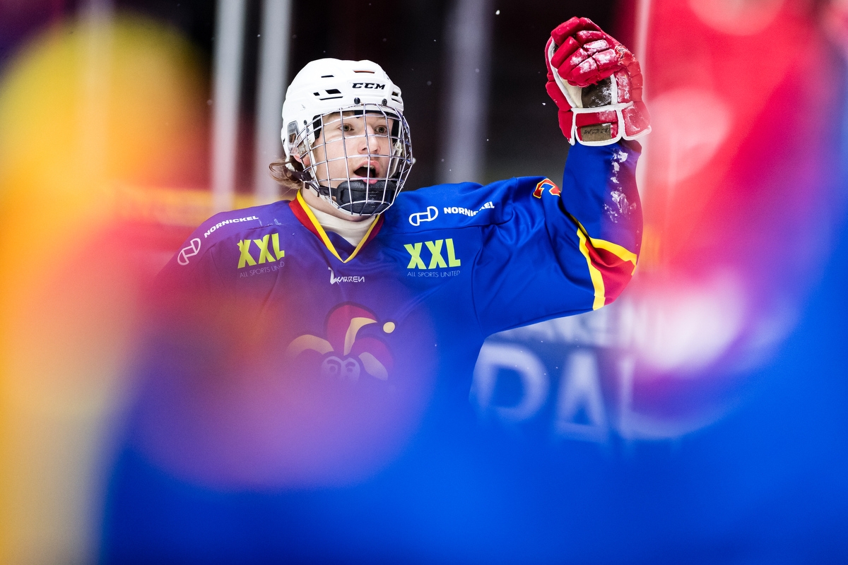 Joel Määttä juhli Jokerien 2–0-maalia.