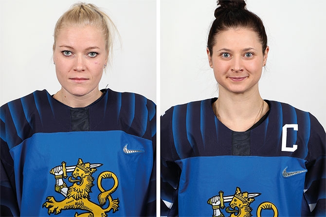 Noora Räty ja Jenni Hiirikoski olympialaisten All Star -kentälliseen
