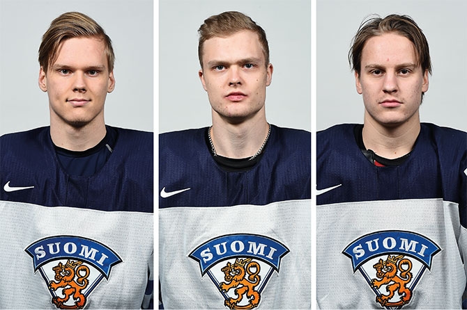 Nuorten Leijonien parhaat pelaajat MM-turnauksessa: Juolevi, Koppanen ja Tolvanen