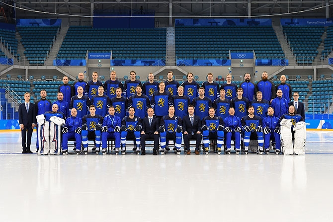 Suomen miesten olympiajoukkue 2018.